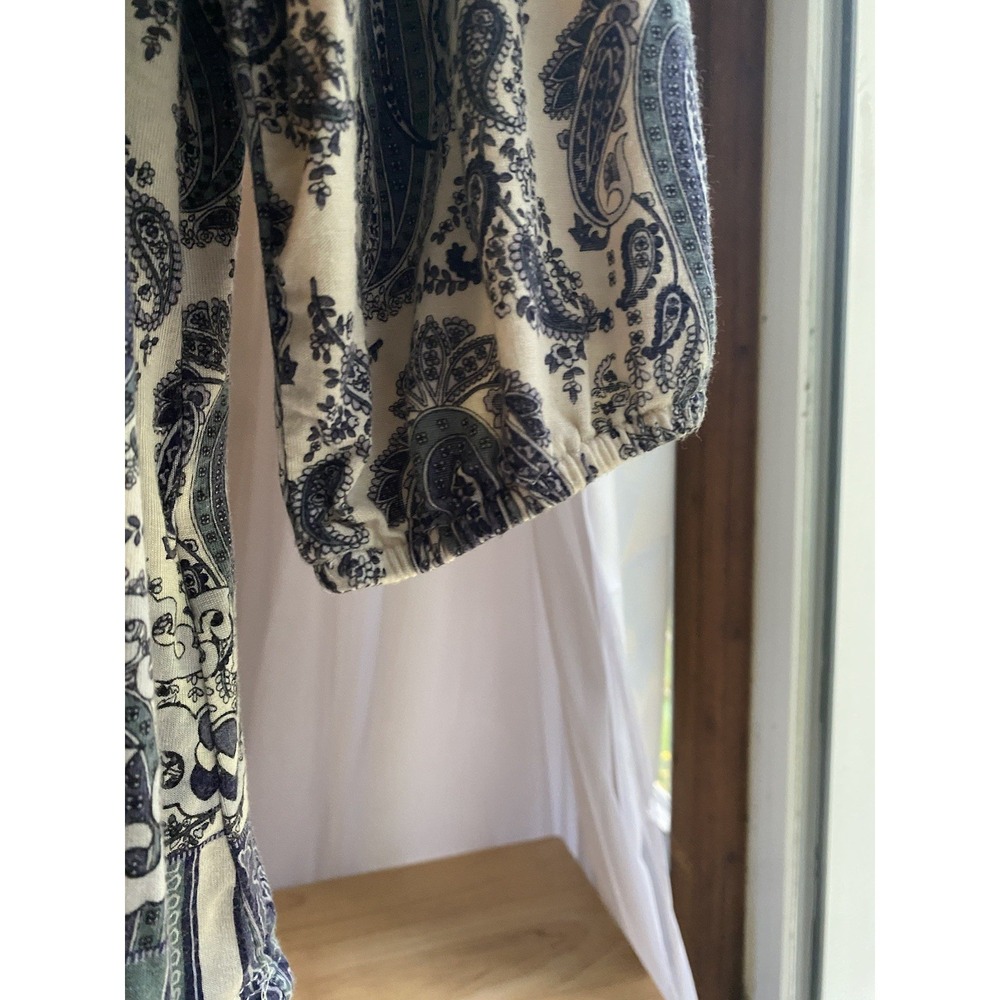 Rose + Olive Women's 1X Blouse Blue Paisley Print - Picture 6 of 7